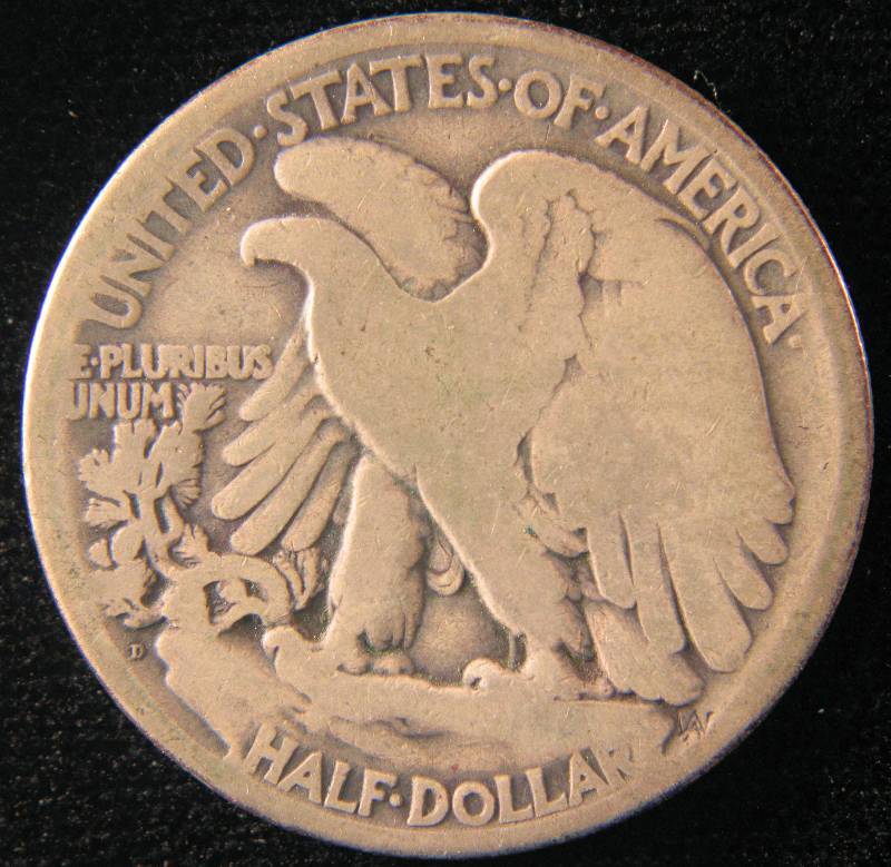 1921 D WALKING LIBERTY SILVER HALF VG KEY DATE