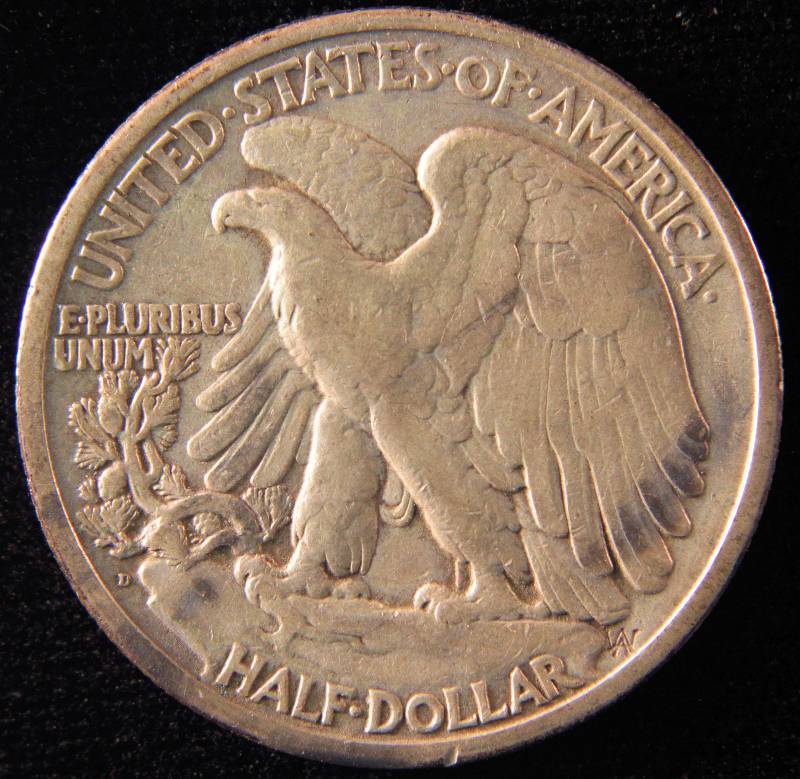 1929 D WALKING LIBERTY SILVER HALF VF