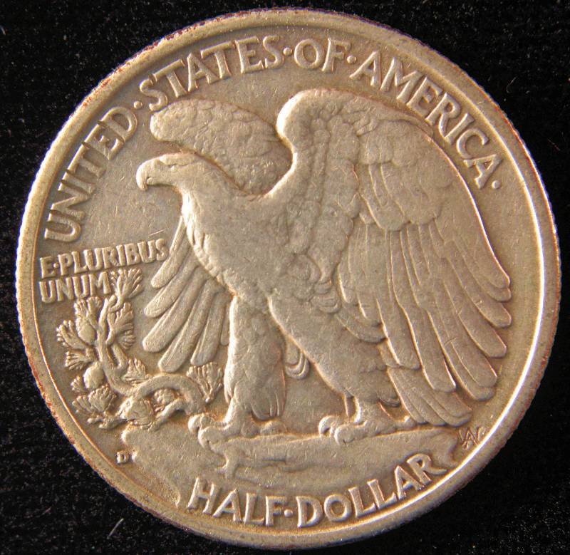1936 D WALKING LIBERTY SILVER HALF XF