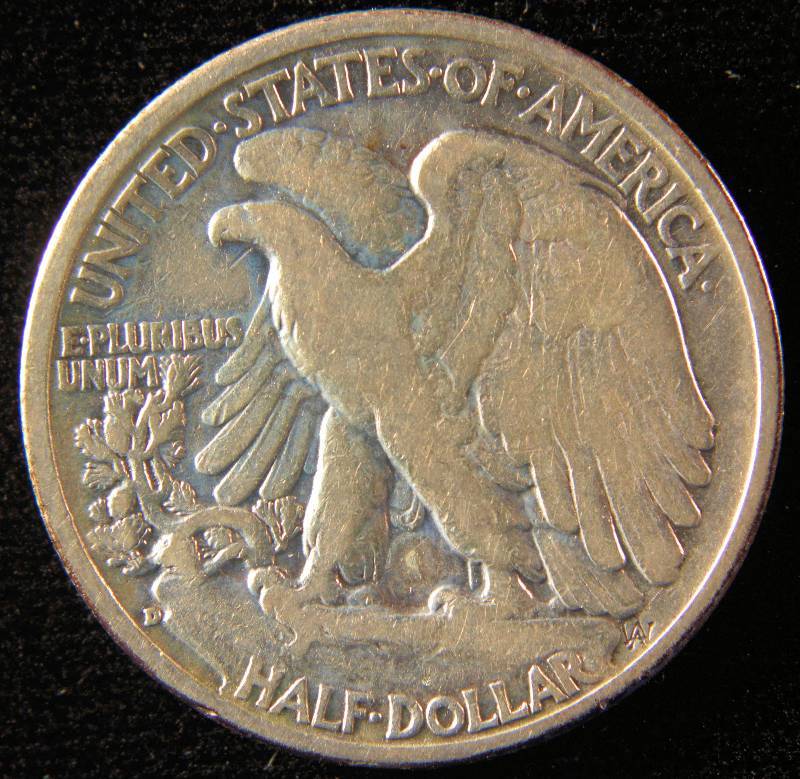 1944 D WALKING LIBERTY SILVER HALF F DETAILS