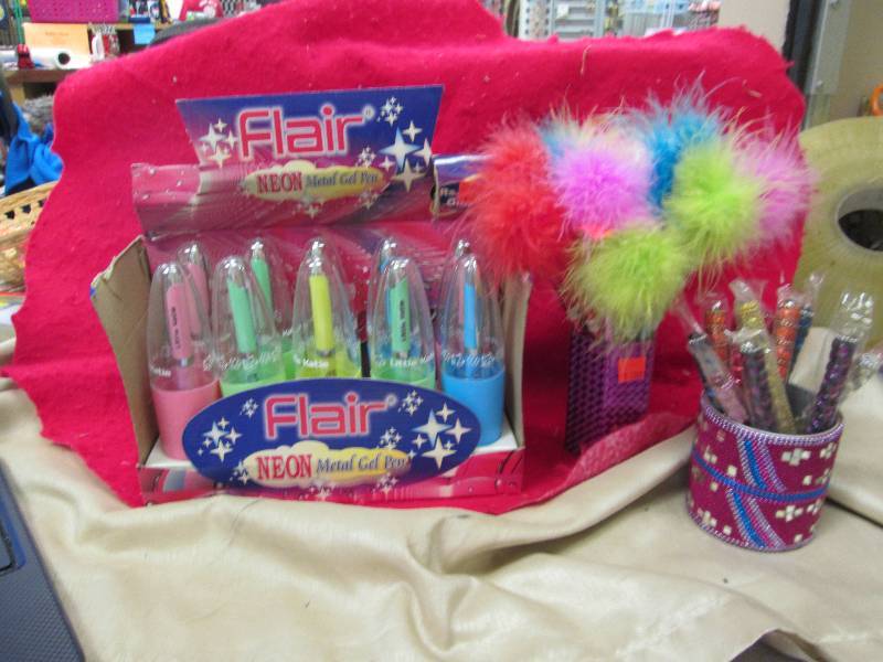 10- Flair Neon metal gel pen,  12- ...