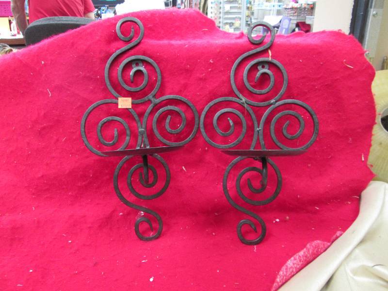 Qty 2 black metal candle holder tha...