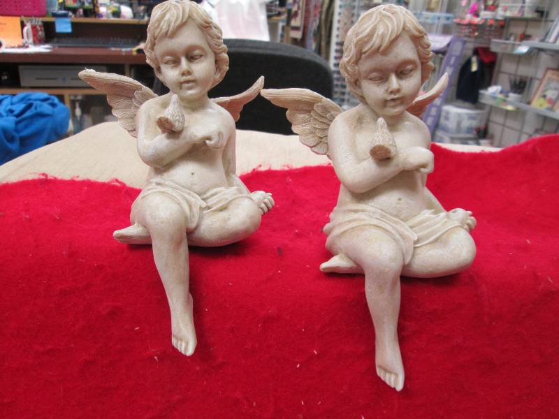 Qty 2 Angels sitting with a bird on...