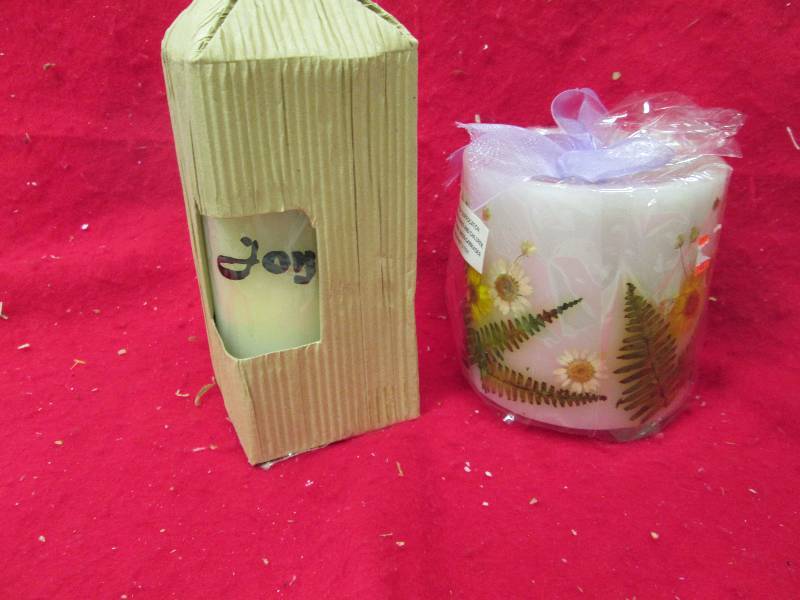 Qty 2 candle one say Joy and the ot...