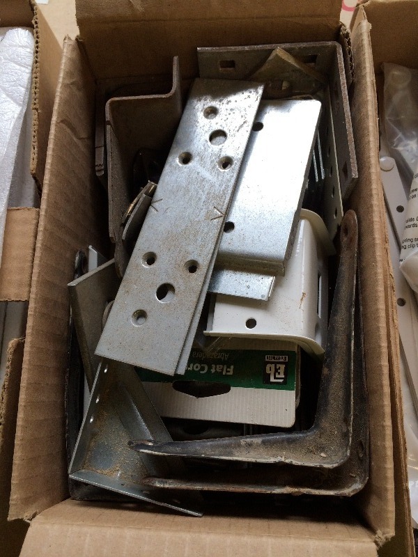 lot 19 image: Marvin Crank-out window parts, Misc Brackets, Millennium Act Handle (New in box)