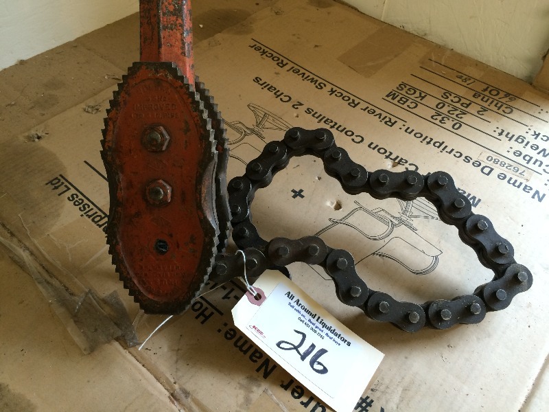lot 216 image: Large Chain Wrench