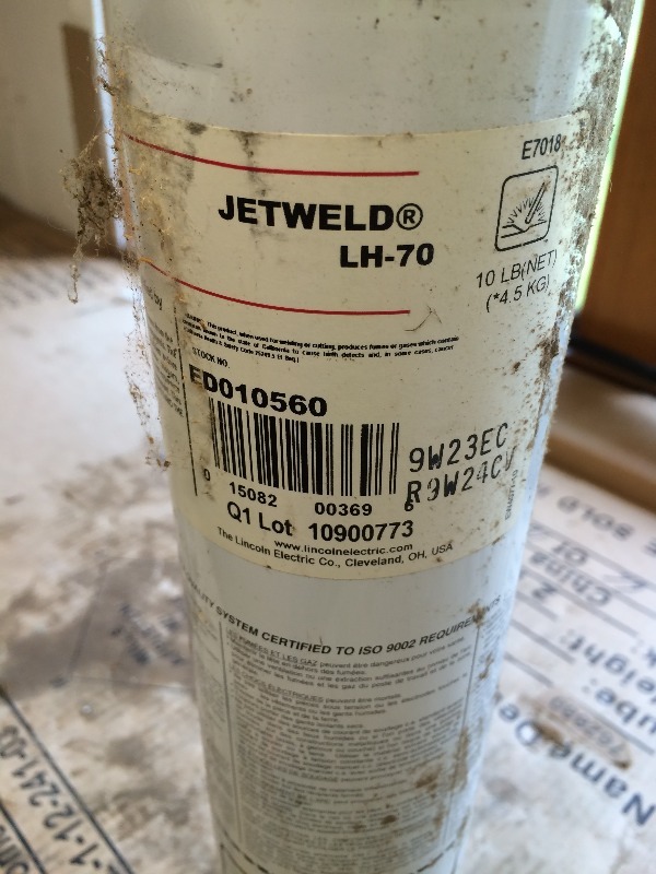 lot 226 image: Welding Rods - Jetweld LH-70  18 x 14  10# container  New - never used