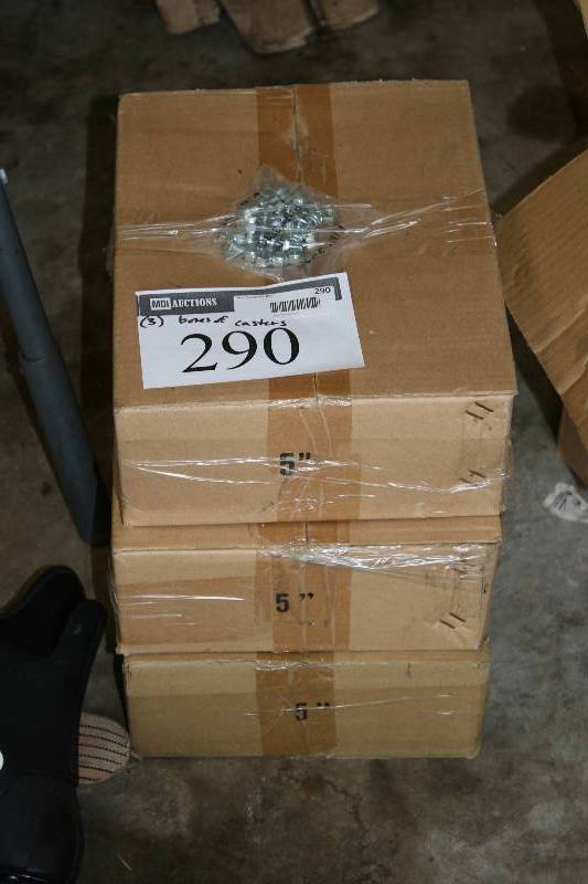 lot 290 image: Box Lot Of (3) Wheel Casters wPlastic Wheels & Metal Frames 4 CastersBox.