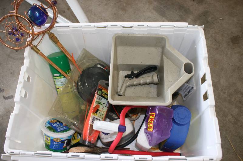 lot 258 image: Bin Lot Including Weed Killer Sprays 409 All Purpose Cleaner Bug Stop Axe Blade And More.