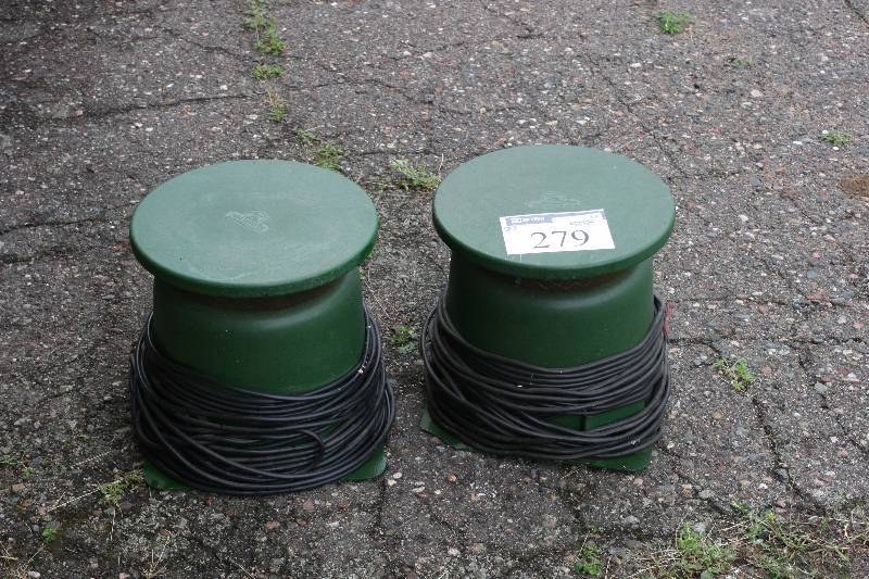 lot 279 image: Lot of (2) Paramount Outdoor Omnispeakers wProtective Encasement & Cords.