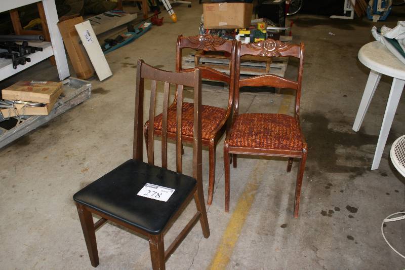 lot 278 image: Lot of (3) Wooden Chairs.