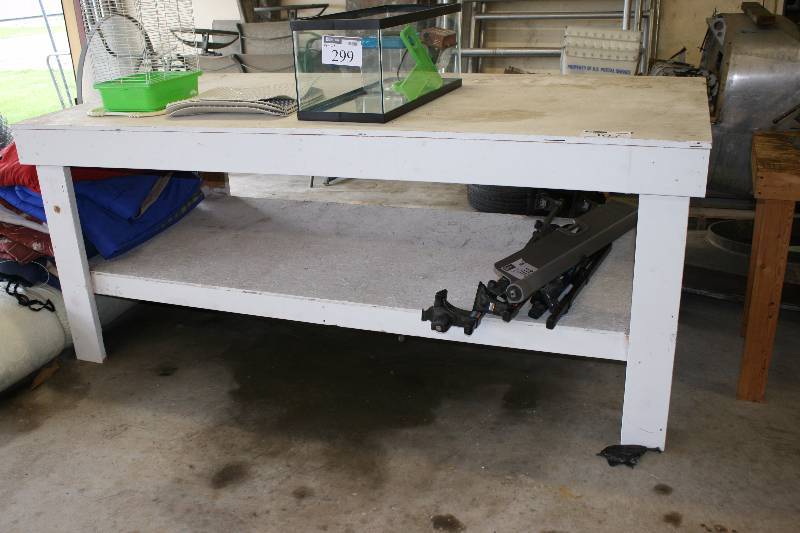 lot 307 image: Wooden Table wLower Shelf & Work Top 96 x 48 x 41 Contents Not Included.
