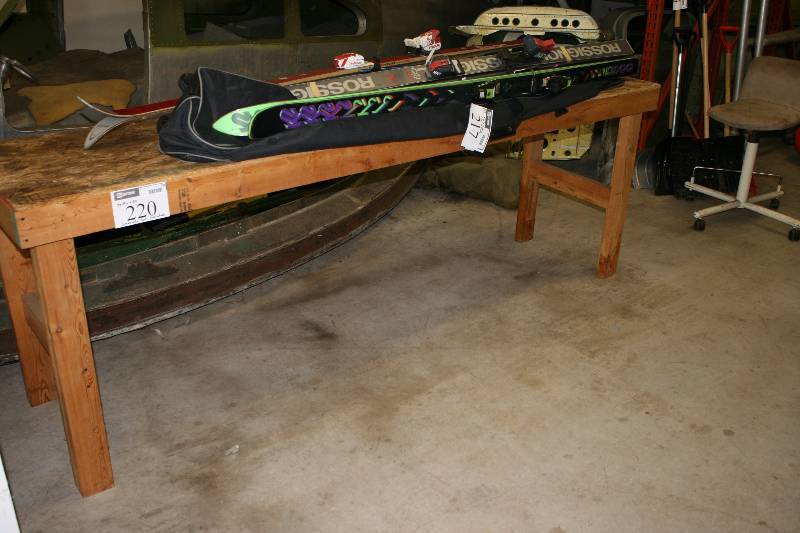 lot 220 image: Wooden Table 24 x 96 x 34 Contents Not Included.