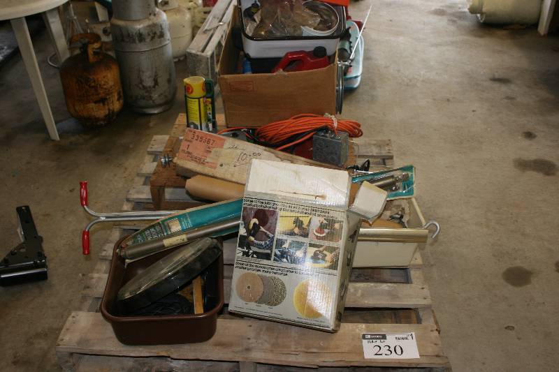 lot 230 image: Pallet Lot Including Cord wOutlet Attachment Wire Cable wMounted Reel Airspeed Gauge And More.