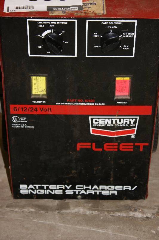 lot 222 image: Century Fleet Battery ChargerEngine Starter 61224 Volt Ammeter Voltmeter.