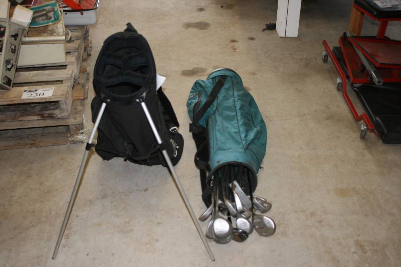 lot 218 image: Lot of (2) Including Golf Bag wStand Golf Bag wSteel Head Golf Clubs.