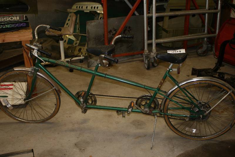 lot 204 image: Columbia Two Some Two-Seater Bicycle wDouble Handles 20 Frame 24 Rim.