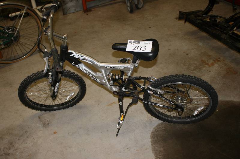 lot 203 image: PK7 Vertical Bicyle 2 x Aluminum Suspension 18 Frame 16  Rim.