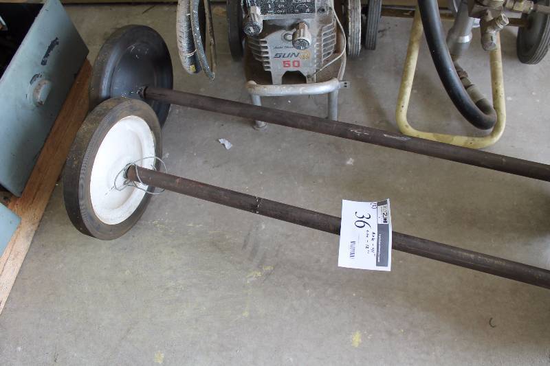 lot 36 image: Lot of (2) Wheel Axles wLight-Duty Wheels 41 Axle 12 Tire.