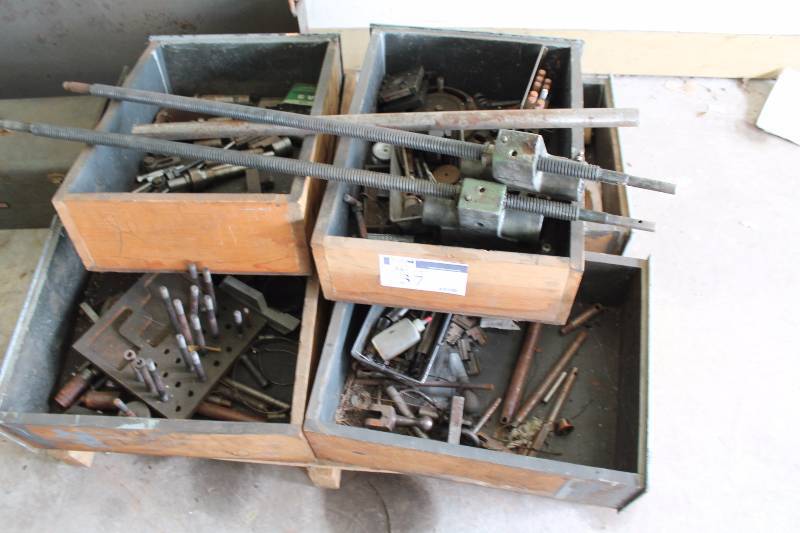lot 37 image: Pallet Lot Including Miscellaneous Metal Bars Metal Parts Wooden Drawers And More.