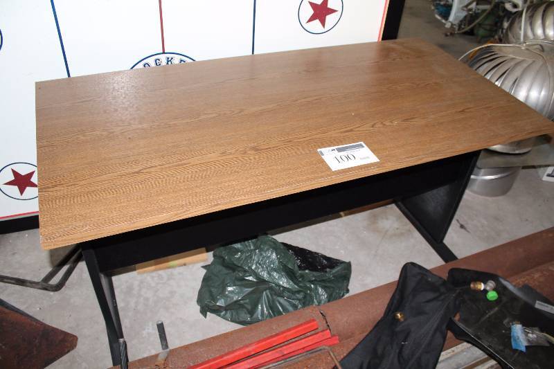 lot 100 image: Wood Style Office Desk wMetal Base Rectangular Shape 30 x 29 x 60.