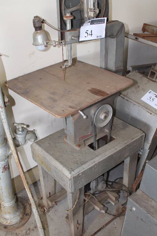 lot 54 image: Scroll Saw wMetal Stand & Overhead Light Fixture.