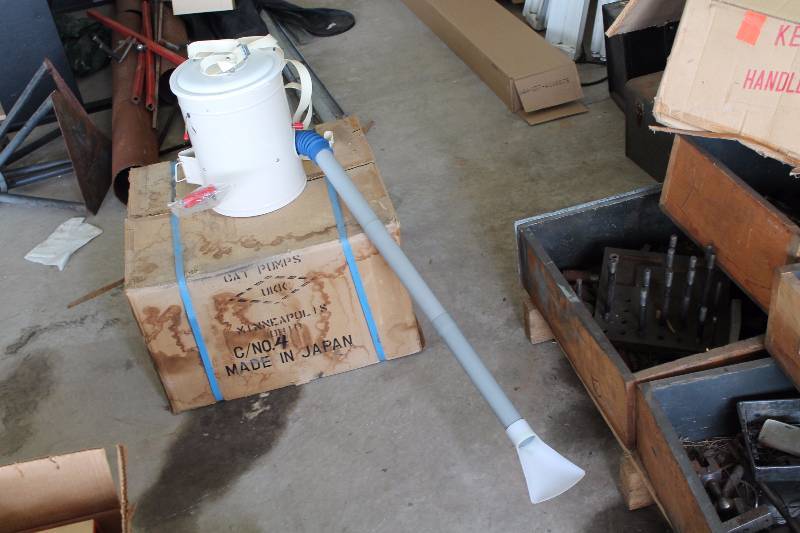 lot 106 image: Lot of (2) Dry-Seeders wBuckets & Hose New In Box.