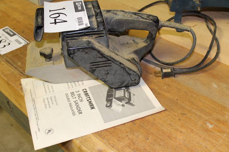 lot 164 image: Craftsman 1 HP 3 Belt Sander Belt Size 3 x 21 Model No. 315.117130 110120V7.0A60Hz.