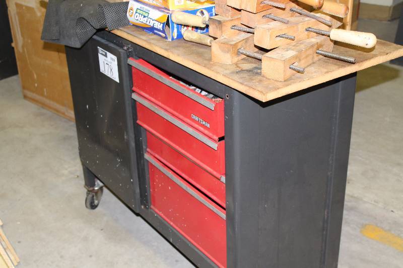 lot 178 image: Tool Chest wMultiple Drawers & Cabinet Wheels Contents Not Included 55 x 21 x 39.