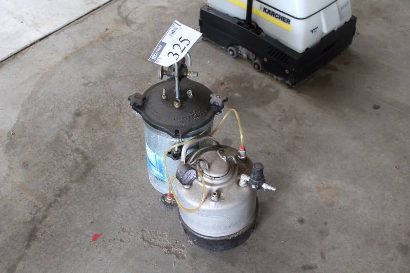 lot 325 image: Lot of (2) Commercial Paint Feeder Tanks For Paint Roller Adapter.