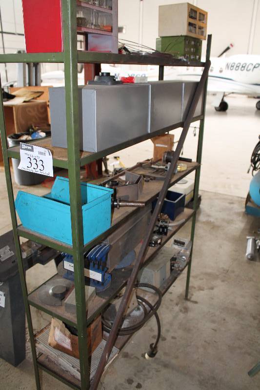 lot 333 image: Metal Shelving Unit wWooden Inserts & Multiple Shelves Adjustable 49 x 12.5 x 72 Contents Not Included.