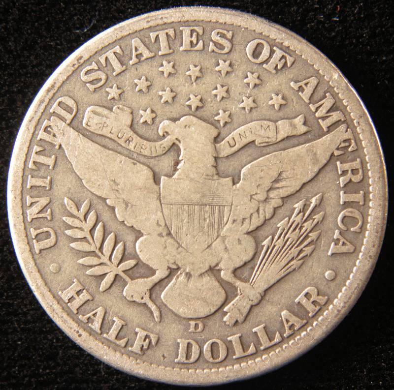 1907 D BARBER SILVER HALF DOLLAR