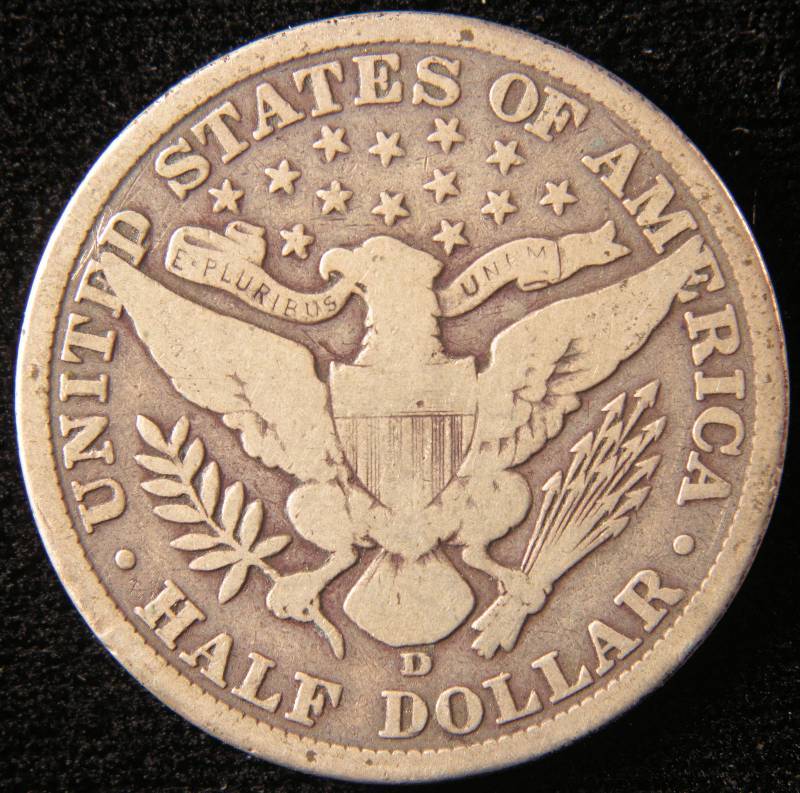 1908 D BARBER SILVER HALF DOLLAR