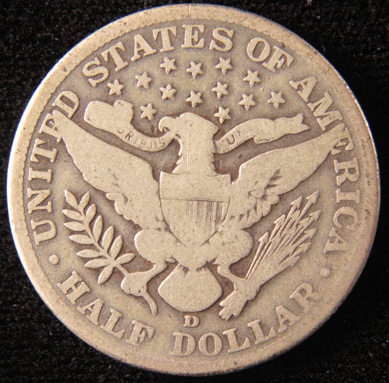 1911 D BARBER SILVER HALF DOLLAR