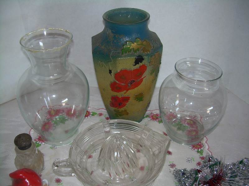 misc glass wear and Christmas items