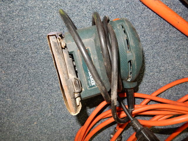 Trouble light, Cord caddy, palm sander