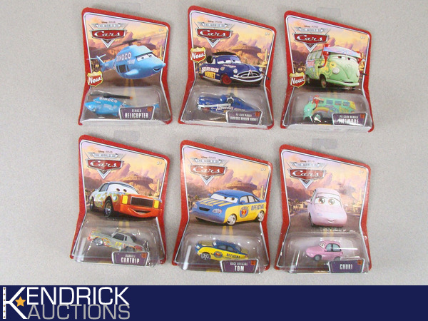 lot 22 image: Lot of 6 Disney Pixars Cars MINT on Card Die Cast Cars