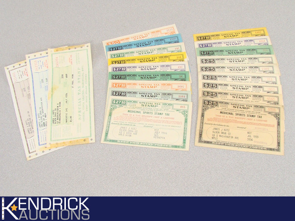 lot 25 image: Very Cool 1936 - 1957 Pharmacy Drug Special Tax Revenue Stamp Collection