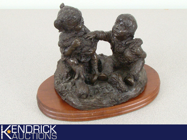 lot 30 image: Vintage Signed Heredities Limited Westmorland Bronze Sculpture on Wood Base