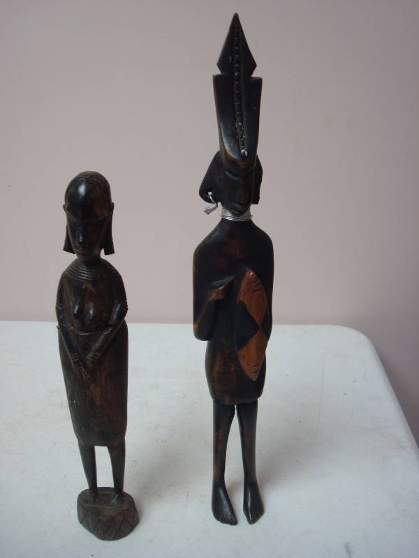 Pair Of Carved Wood Fixtures, Show Wear