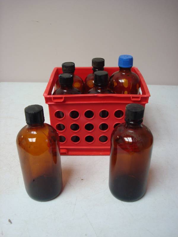 Lot Of Brown Bottles