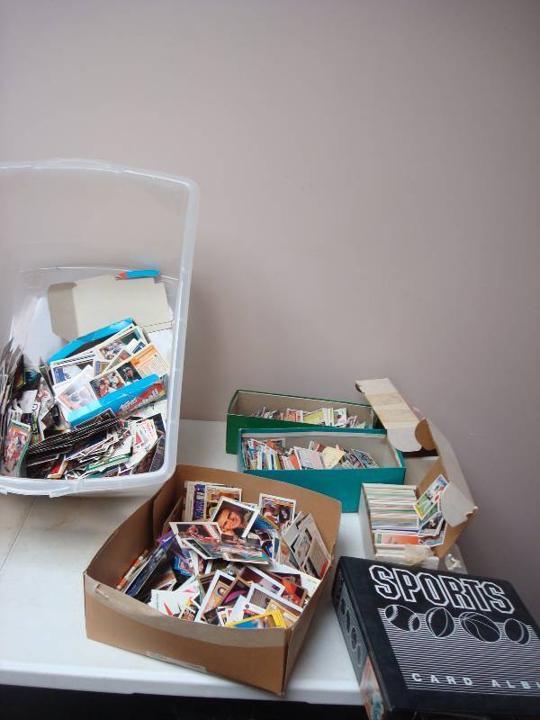 Bin Filled With Mixed Baseball Cards