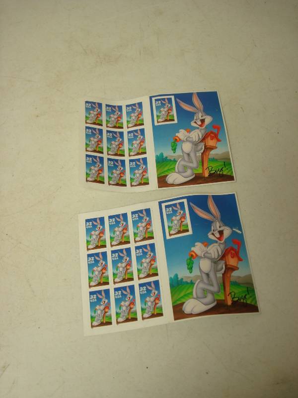Two Sets Of Bugs Bunny Stamps, Some Bend