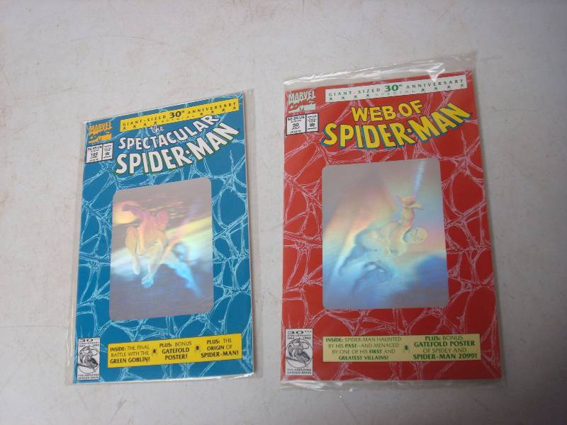 Pair Of Spiderman Comics, Hologram Cover