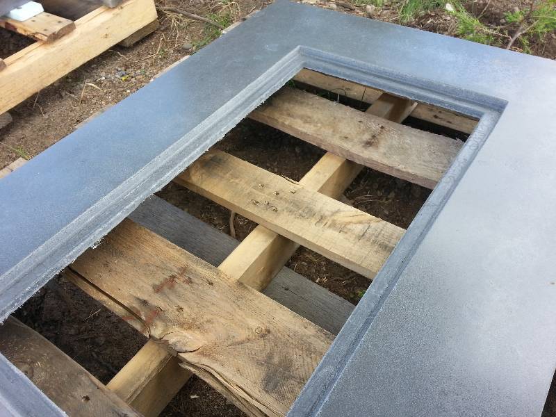 Rectangular Dark Gray Fire Table w Half Cut-out