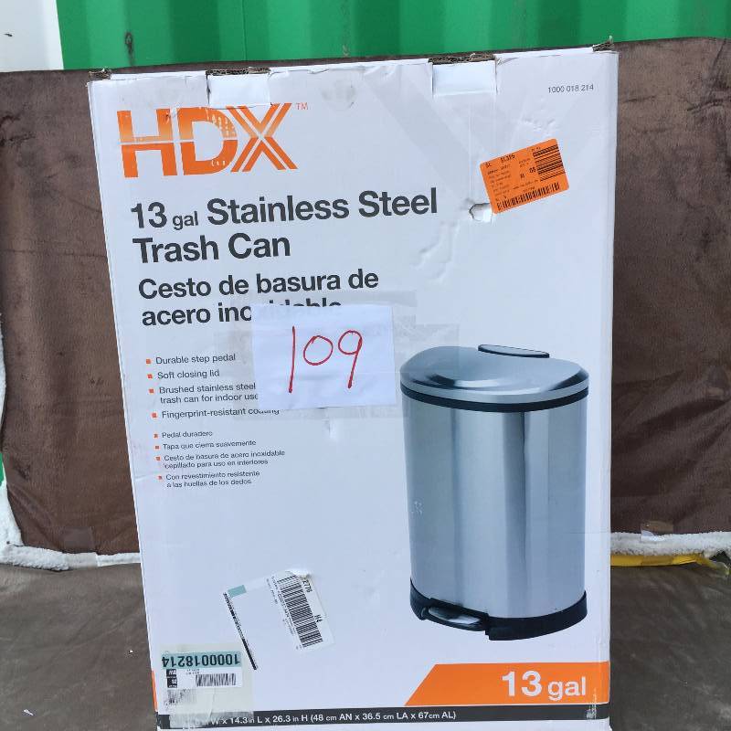 HDX 13 Gal Stainless Steel Trash Can
