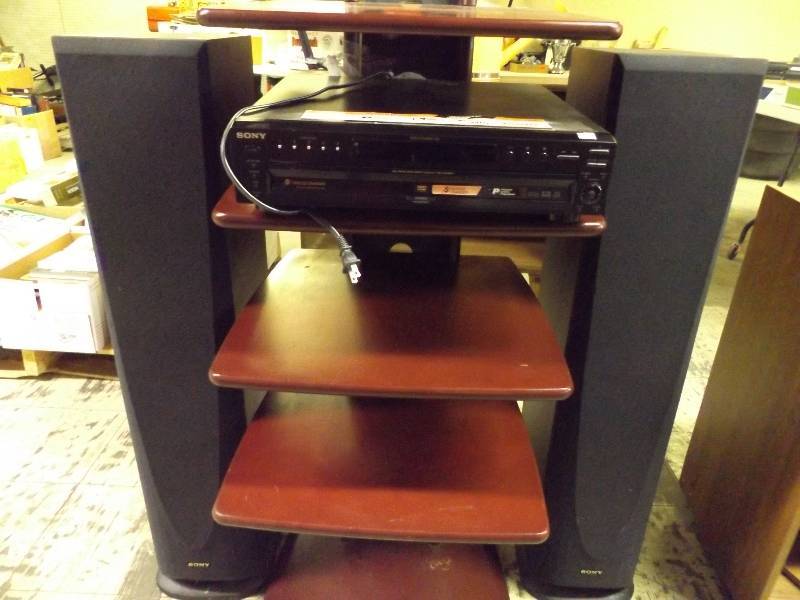 lot 99 image: Sony 5 DVDCD Changer, 4 ft. Stand, Speaker System