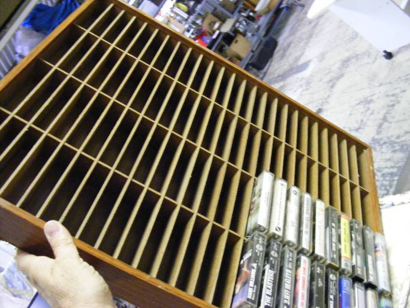 lot 294 image: 96 Capacity Cassette Tape Shelf Holder with 20 Cassettes