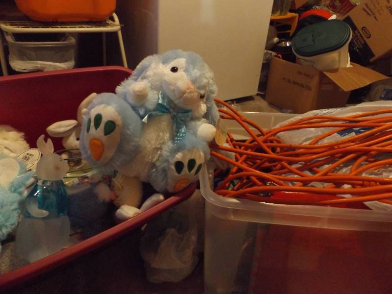 2 Totes of Christmas and Easter items.