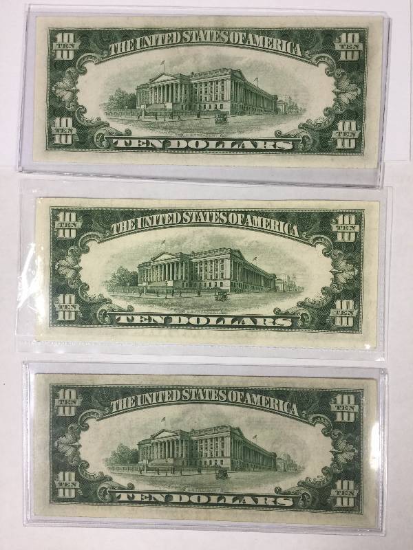 $10 Federal Reserve Notes, qty 3
